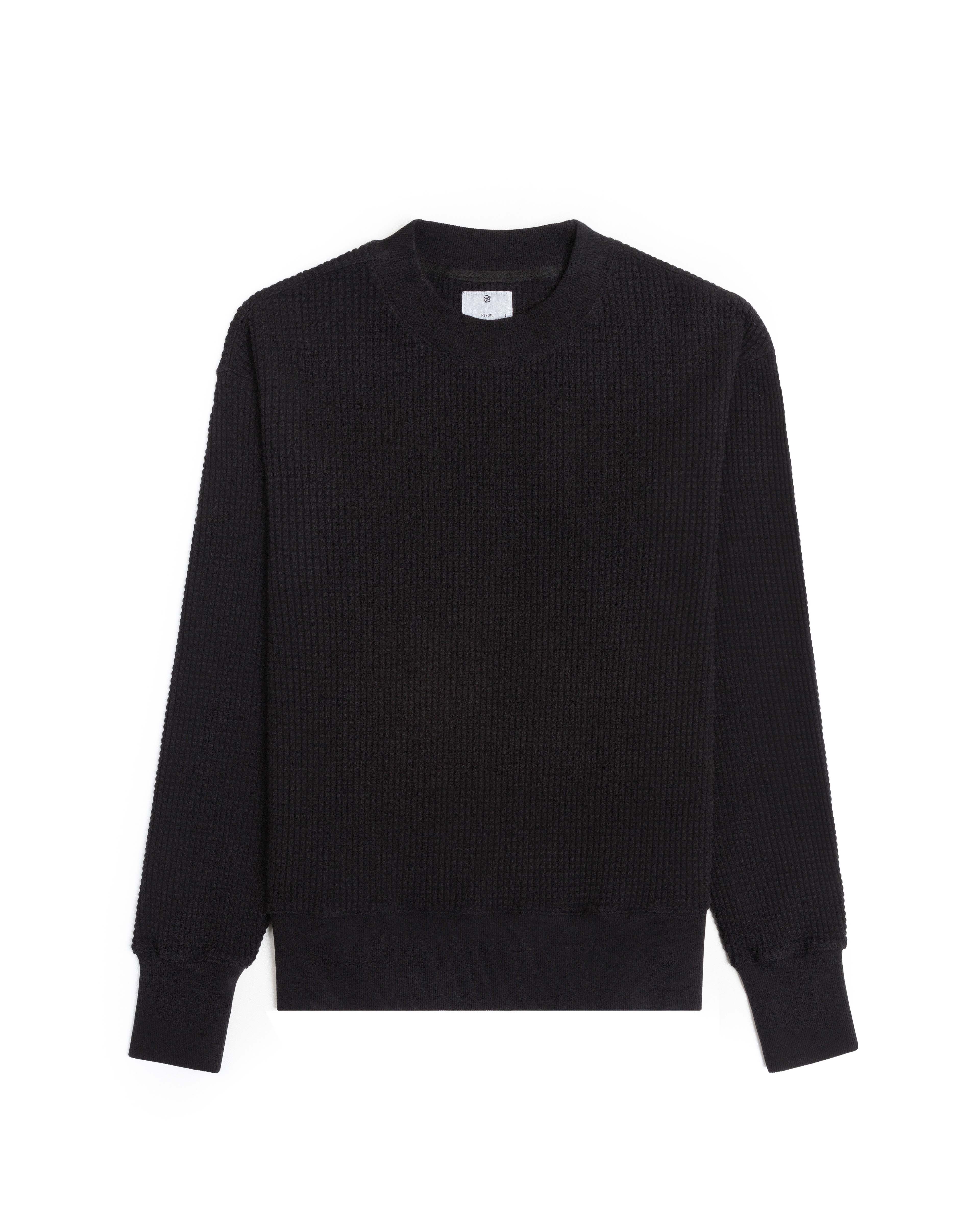 Heavy Thermal Knit Sweatshirt / vintage black