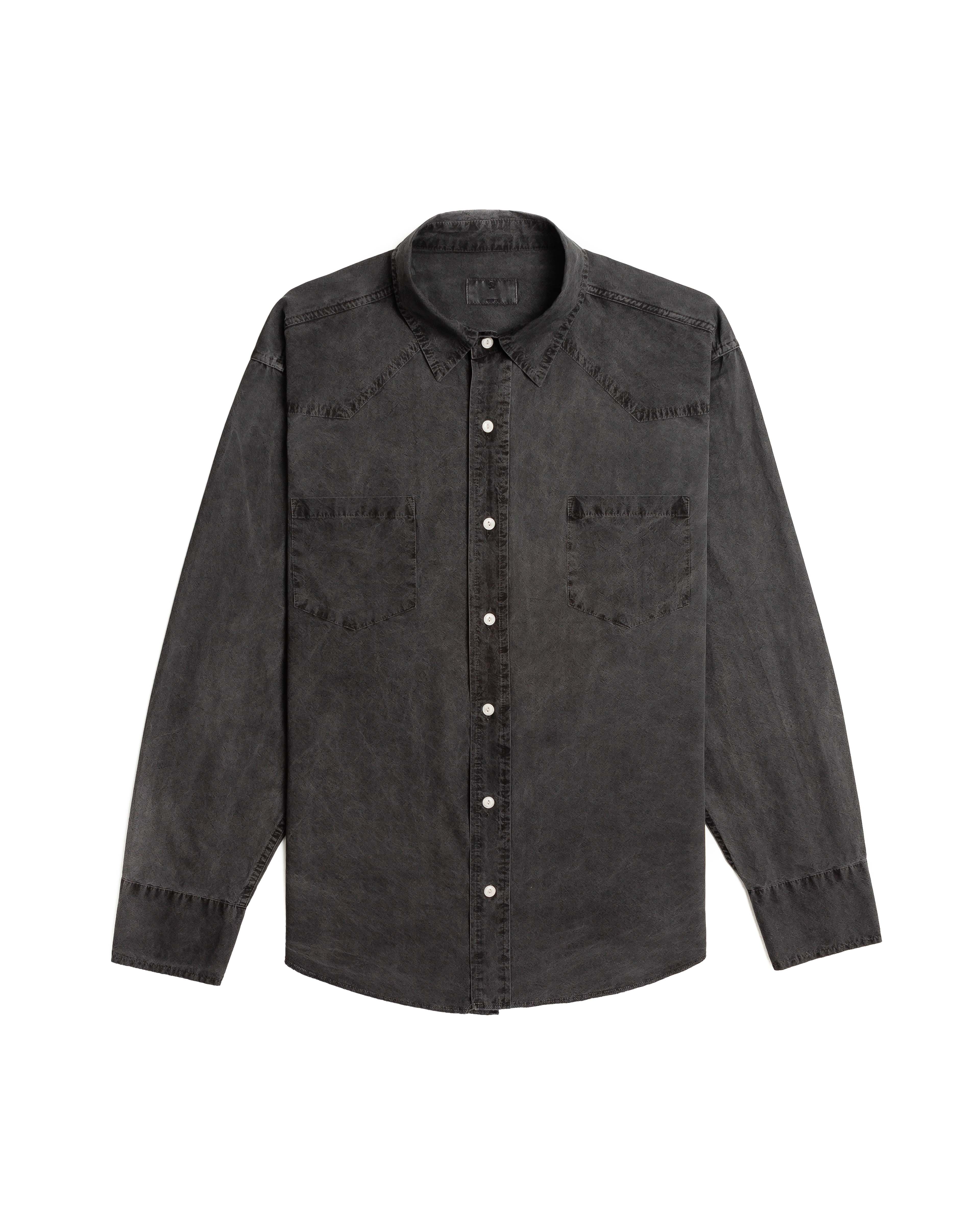 Washed Western Shirt  / dark gray
