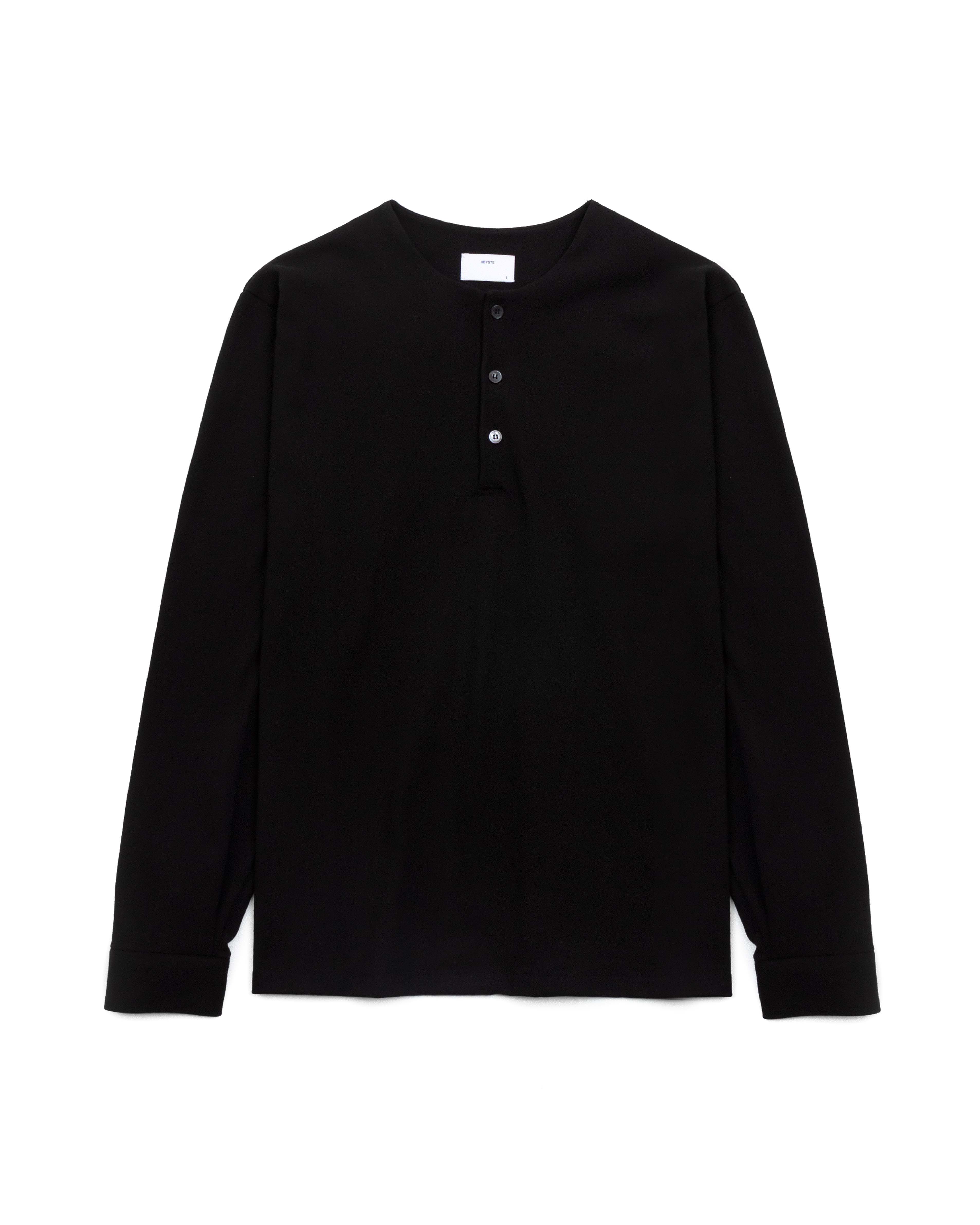 Seamless Cotton Henley Shirt / black