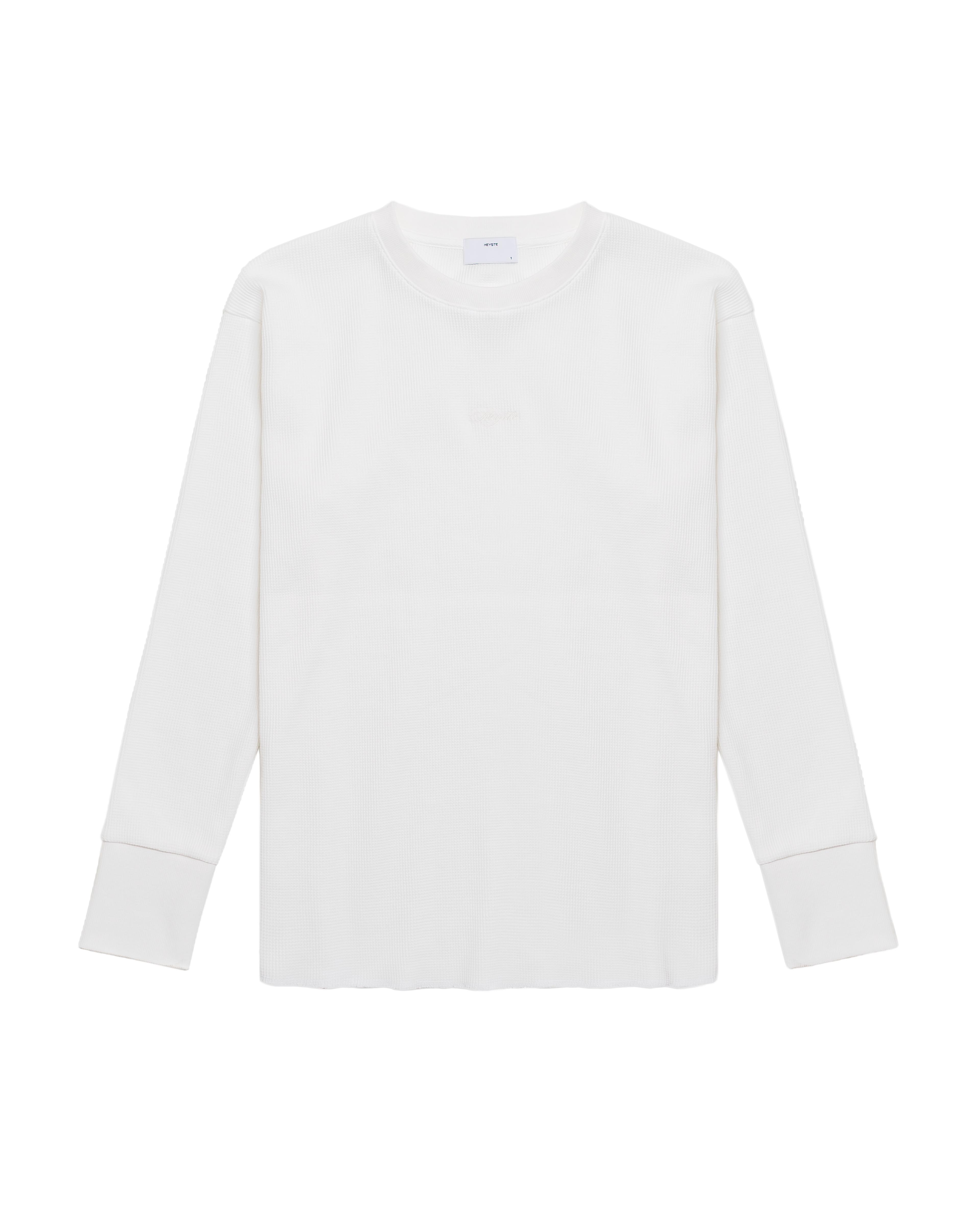 Waffle Embroidered Long Sleeve Tee / off white